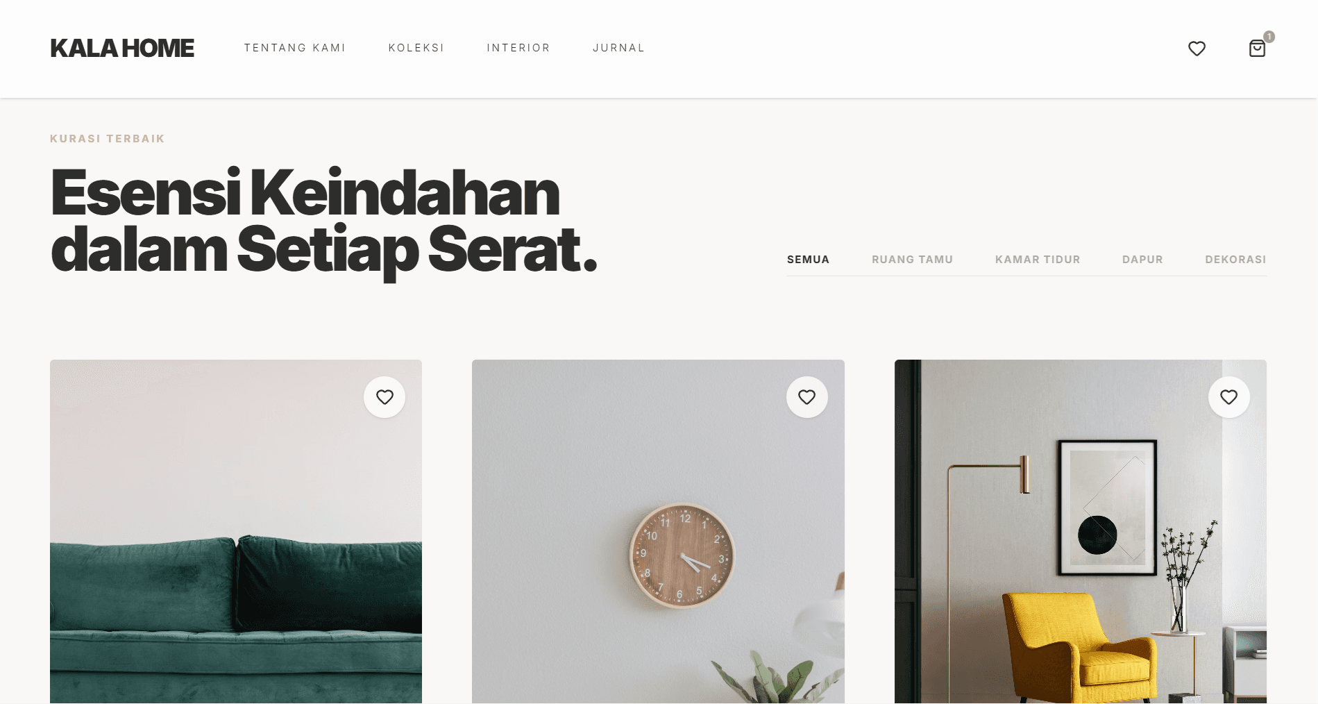 Kala Home — halaman koleksi